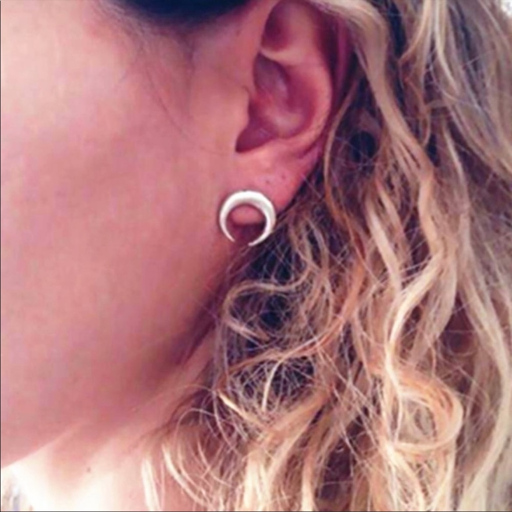 Silver crescent earrings